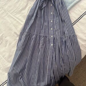Tommy Hilfiger Blue and White Striped Maxi Dress